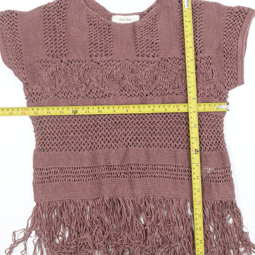 Marks and Spencer Per Una Women’s Purple Crochet Fringe Blouse Size S