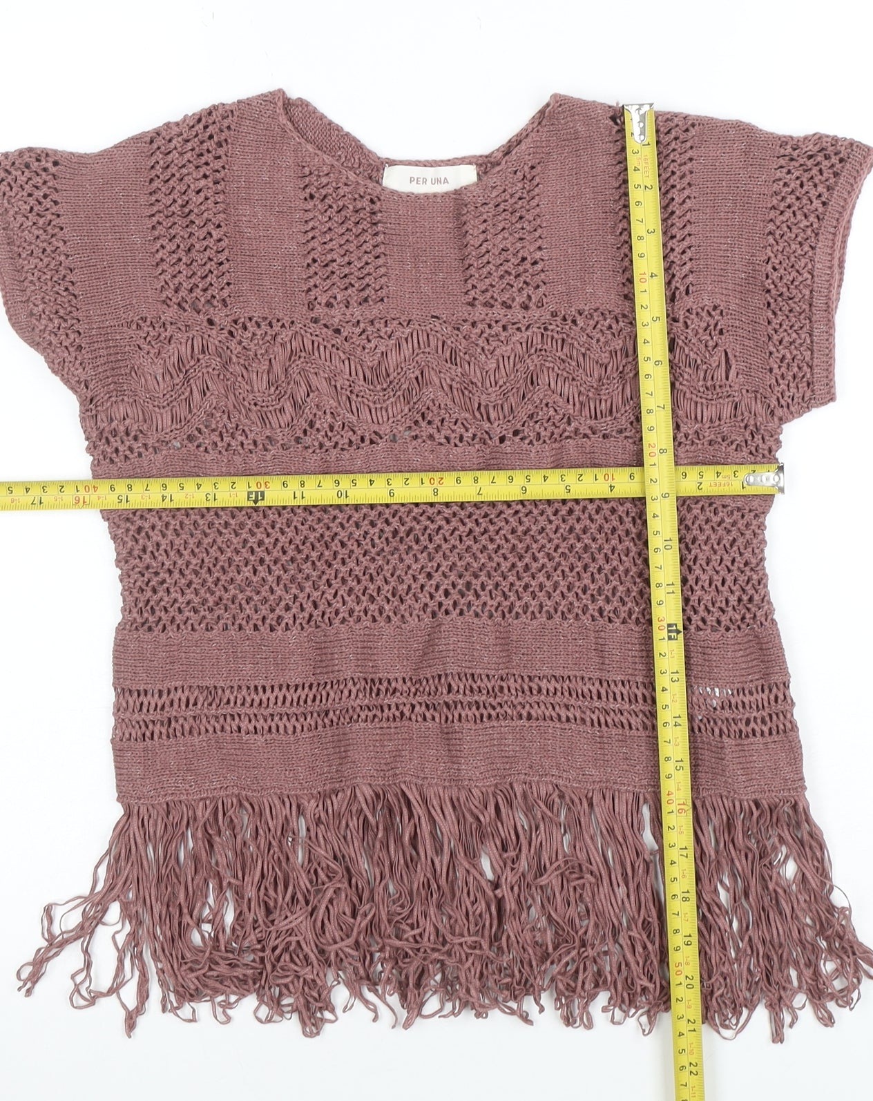Marks and Spencer Per Una Women’s Purple Crochet Fringe Blouse Size S