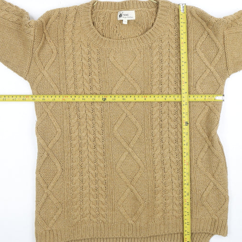 Next Women Beige Cable-Knit Wool Blend Jumper UK 12