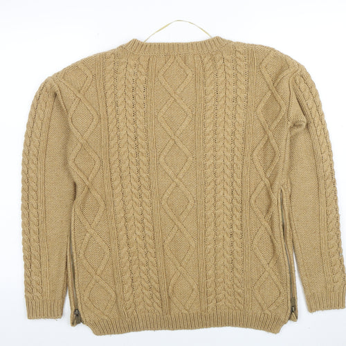 Next Women Beige Cable-Knit Wool Blend Jumper UK 12