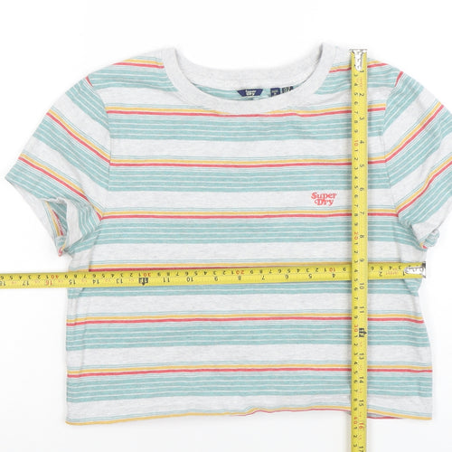 Superdry Womens Multicoloured Stripe Cropped T-Shirt UK 12