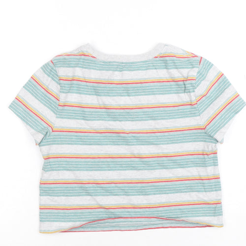 Superdry Womens Multicoloured Stripe Cropped T-Shirt UK 12