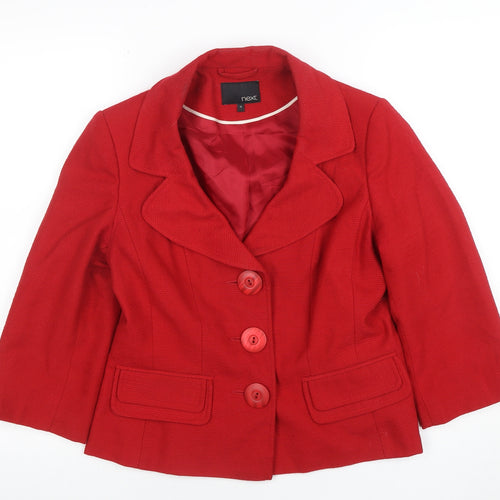 Next Women Red 12 Single-Breasted Notch Lapel Lined Blazer