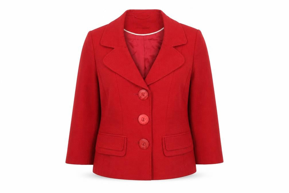 Front view of Next Women Red 12 Single-Breasted Notch Lapel Lined Blazer