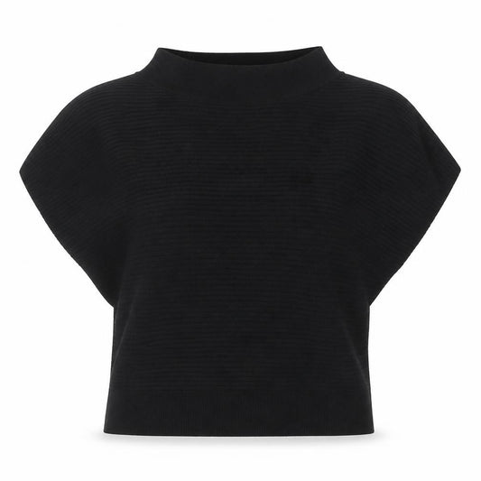 Front view of ASOS Women’s Black High Neck Acrylic jumper, size UK 8