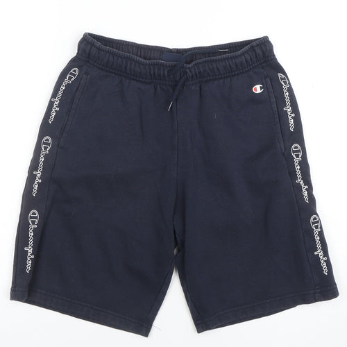 Champion Boys Black 13-14 Years Sweat Shorts Elastic Waist Drawstring Activewear
