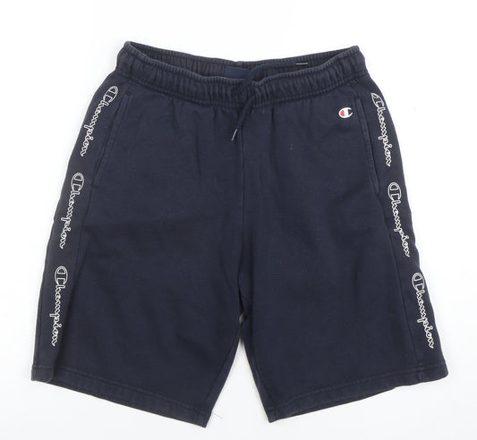 Champion Boys Black 13-14 Years Sweat Shorts Elastic Waist Drawstring Activewear