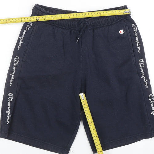 Champion Boys Black 13-14 Years Sweat Shorts Elastic Waist Drawstring Activewear