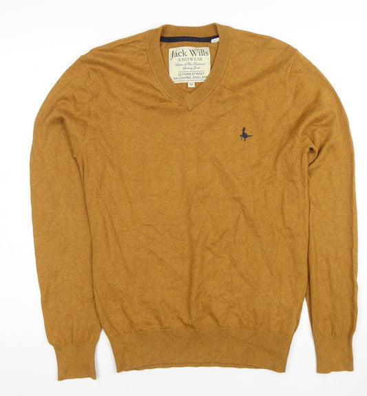 Jack Wills Men’s Brown V-Neck Cotton Cashmere Jumper XS