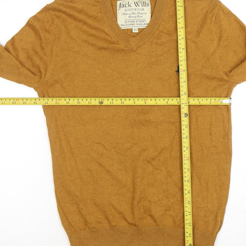 Jack Wills Men’s Brown V-Neck Cotton Cashmere Jumper XS