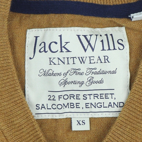 Jack Wills Men’s Brown V-Neck Cotton Cashmere Jumper XS