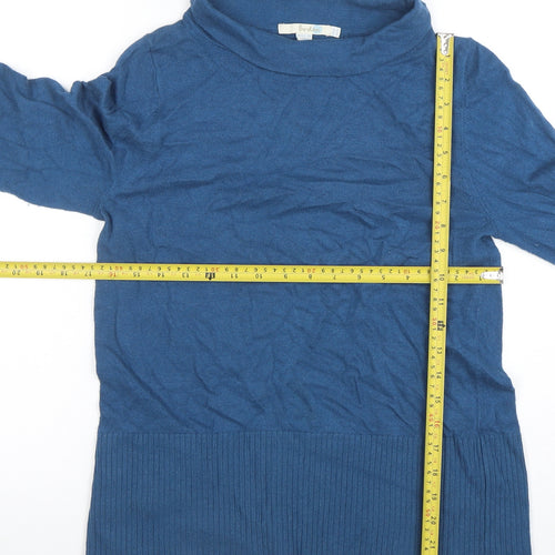 Boden Women Blue Cowl Neck Cotton Blend Long Sleeve Jumper UK 12