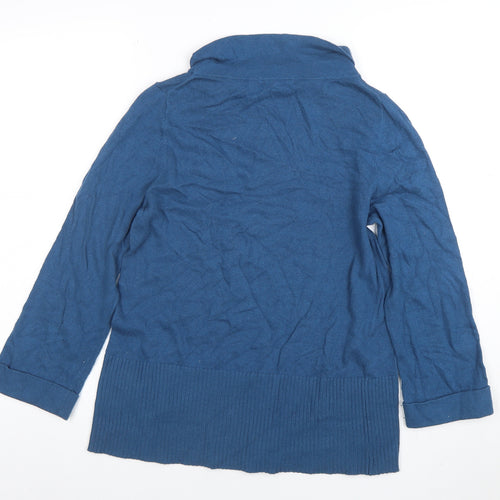 Boden Women Blue Cowl Neck Cotton Blend Long Sleeve Jumper UK 12