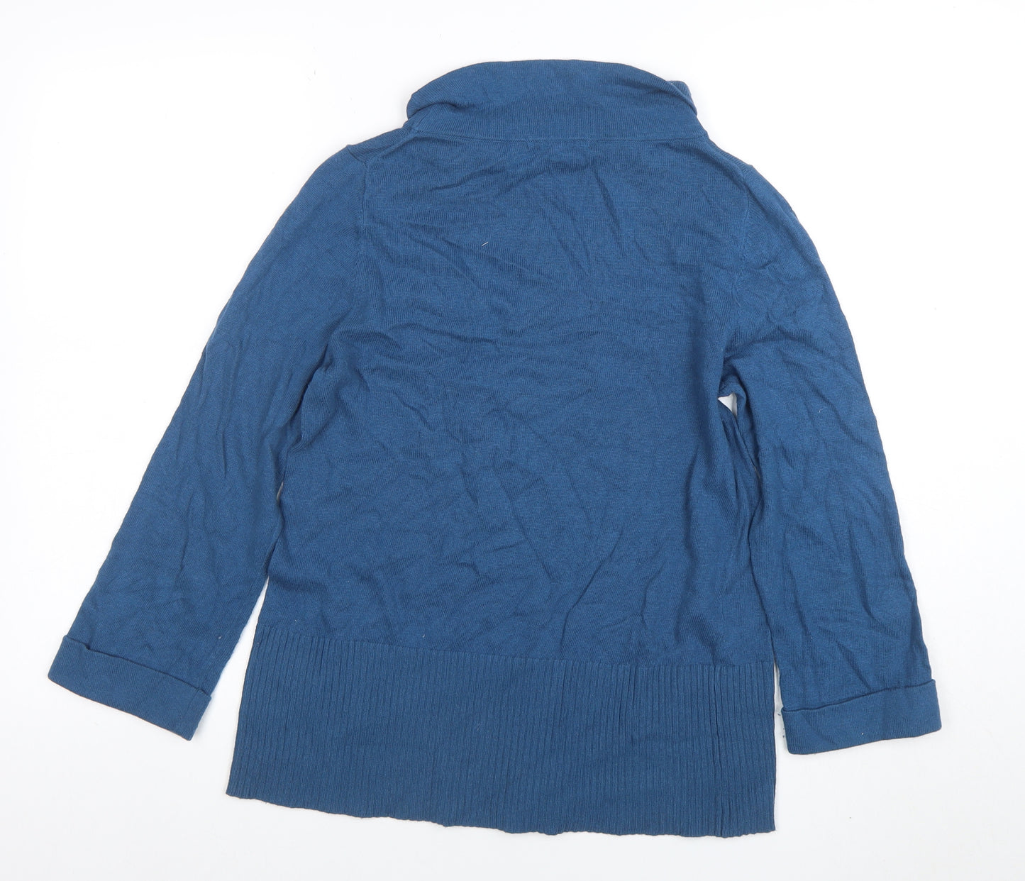 Boden Women Blue Cowl Neck Cotton Blend Long Sleeve Jumper UK 12