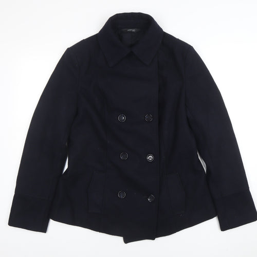 Tchibo Women Black Wool Blend Pea Coat Size 12 Classic Work Jacket