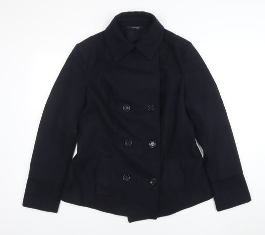 Tchibo Women Black Wool Blend Pea Coat Size 12 Classic Work Jacket