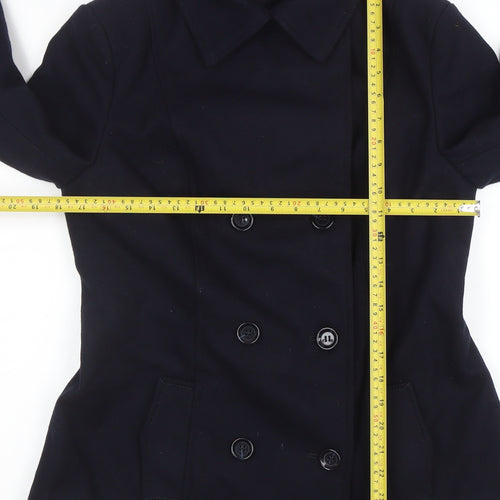 Tchibo Women Black Wool Blend Pea Coat Size 12 Classic Work Jacket