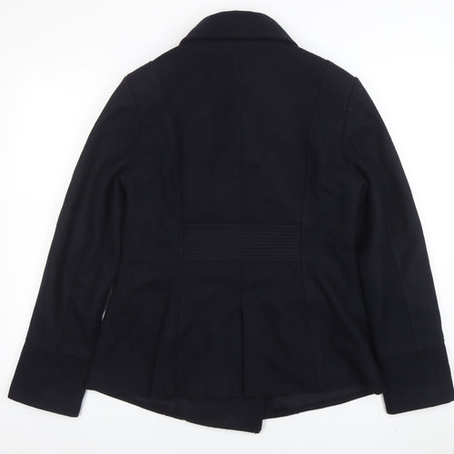 Tchibo Women Black Wool Blend Pea Coat Size 12 Classic Work Jacket