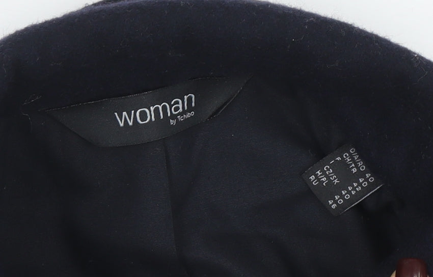 Tchibo Women Black Wool Blend Pea Coat Size 12 Classic Work Jacket