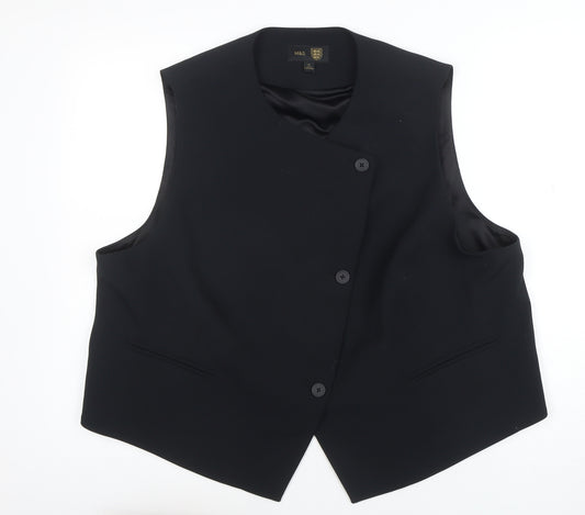 Marks and Spencer Womens Black Waistcoat Size 24 Tailored Suit Vest