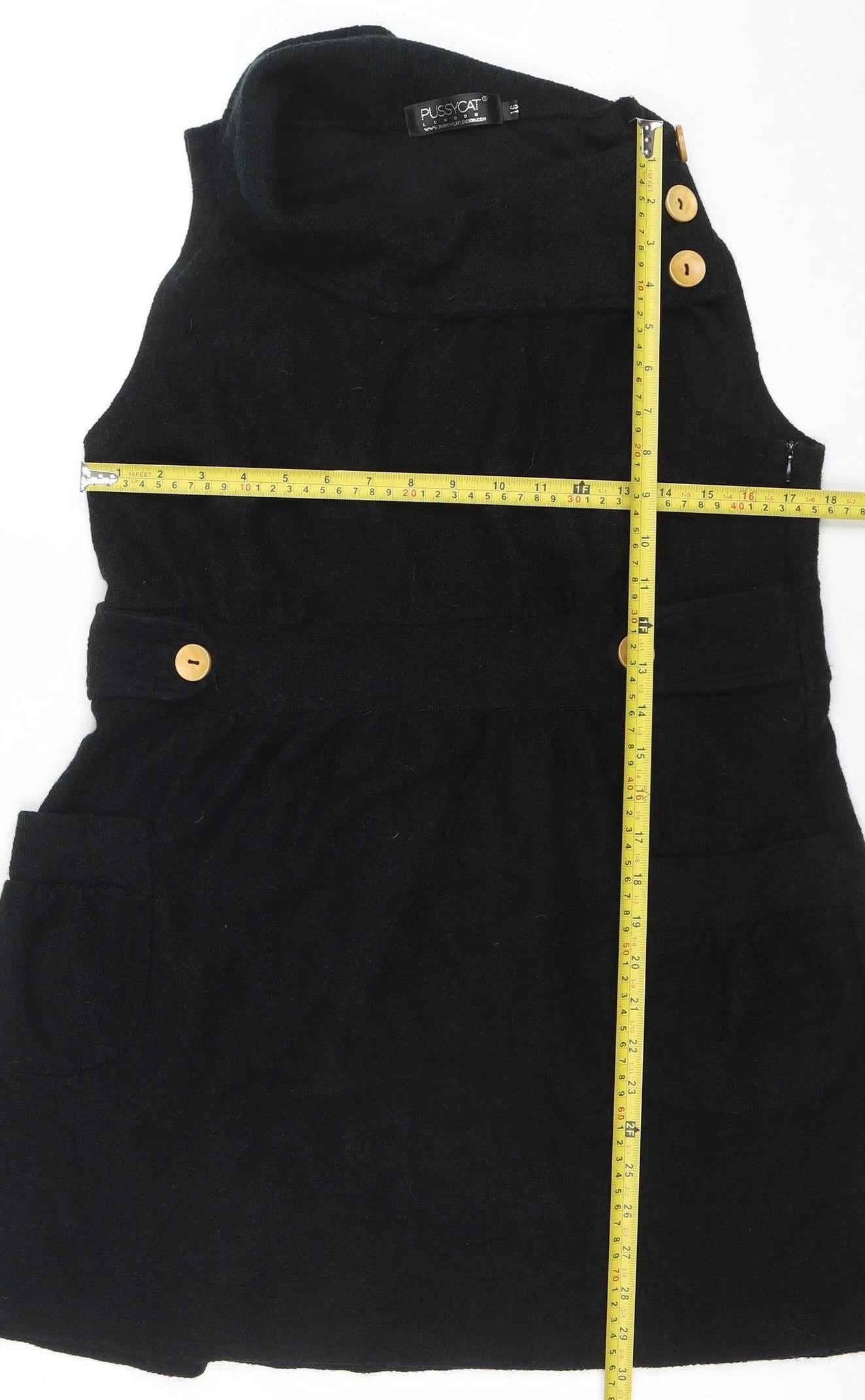 Pussycat London Womens Black Size 10 Sleeveless Pinafore Dress