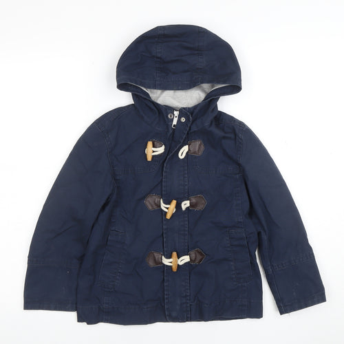 United Colors of Benetton Boys Blue Hooded Duffle Coat Size 6 Years