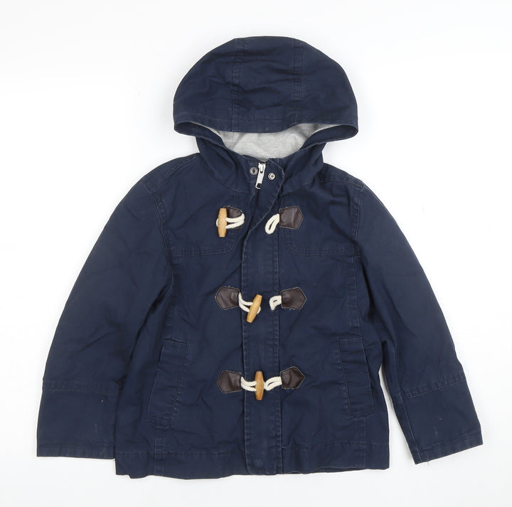 United Colors of Benetton Boys Blue Hooded Duffle Coat Size 6 Years