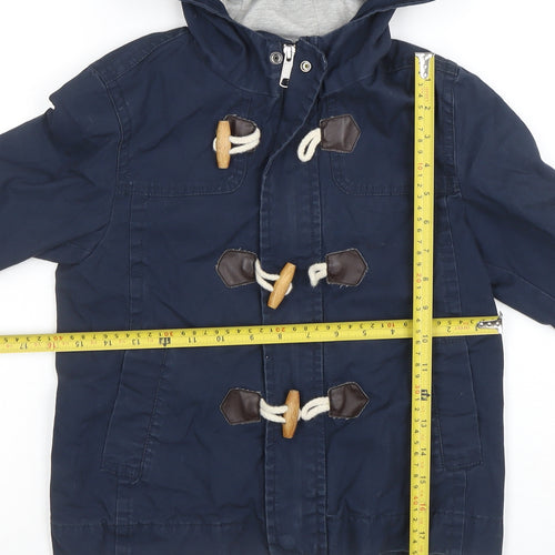 United Colors of Benetton Boys Blue Hooded Duffle Coat Size 6 Years