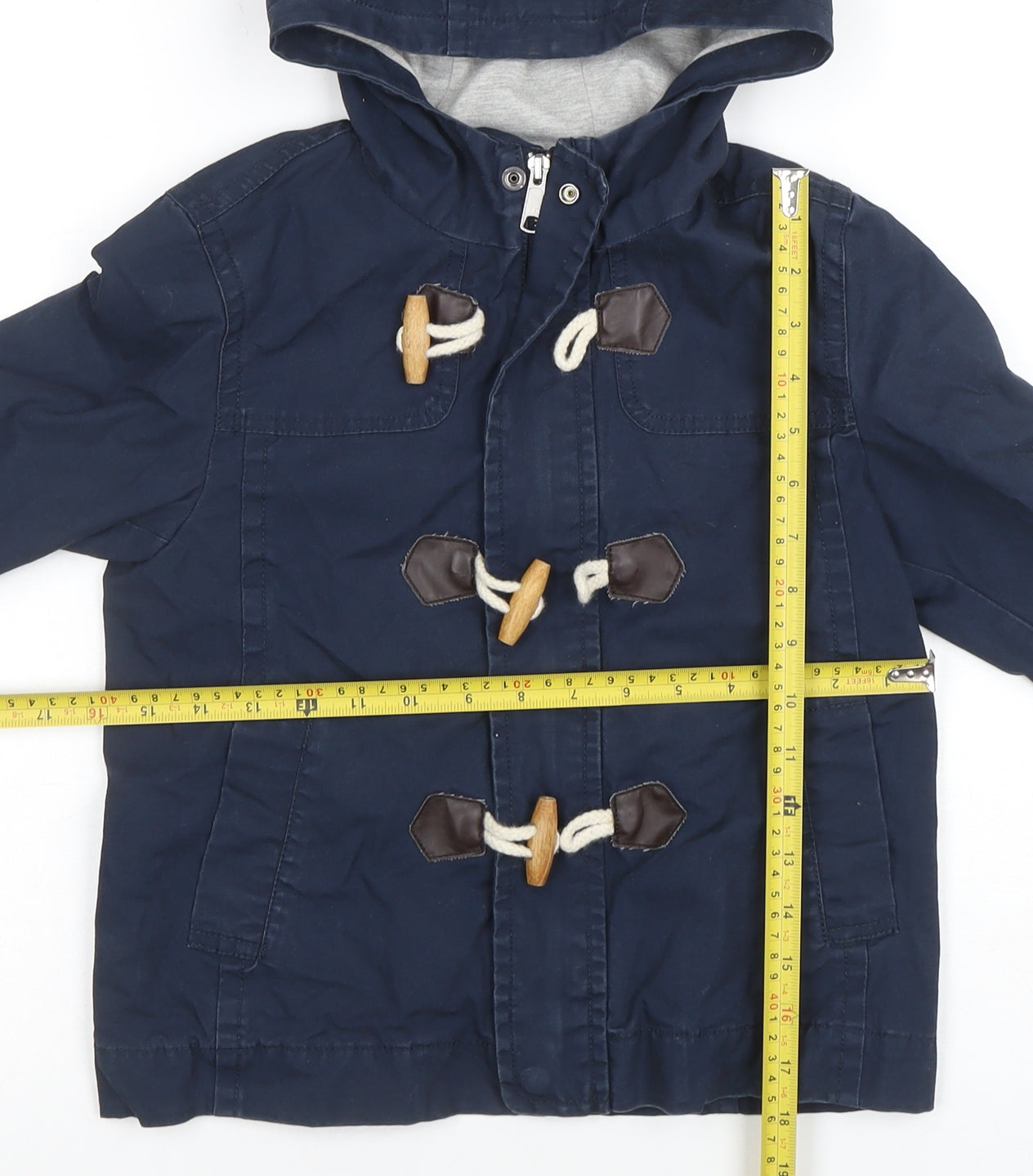United Colors of Benetton Boys Blue Hooded Duffle Coat Size 6 Years