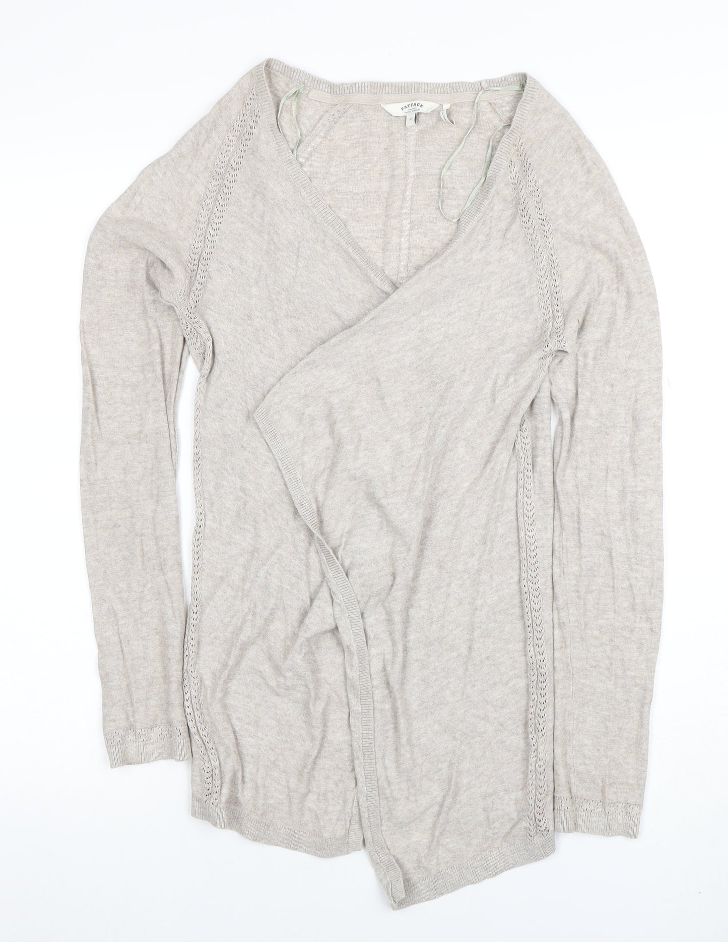 FatFace Women Beige Wrap Knit Cardigan Jumper Size 8