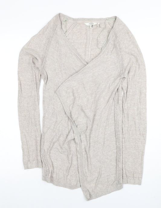 FatFace Women Beige Wrap Knit Cardigan Jumper Size 8