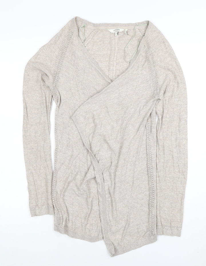 FatFace Women Beige Wrap Knit Cardigan Jumper Size 8