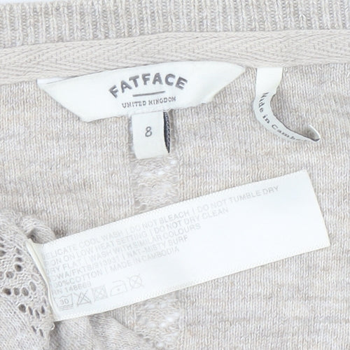 FatFace Women Beige Wrap Knit Cardigan Jumper Size 8