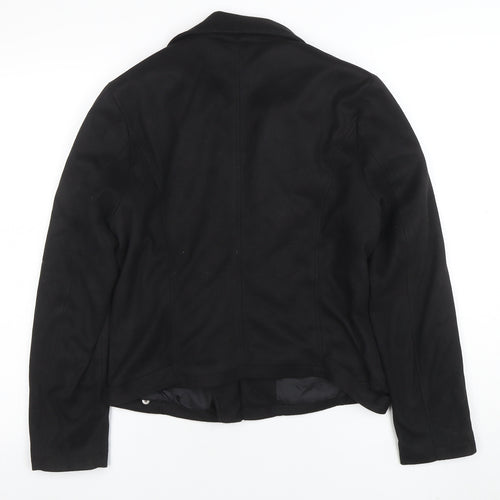 Select Womens Black Size 14 Biker Jacket Zip Pockets Casual