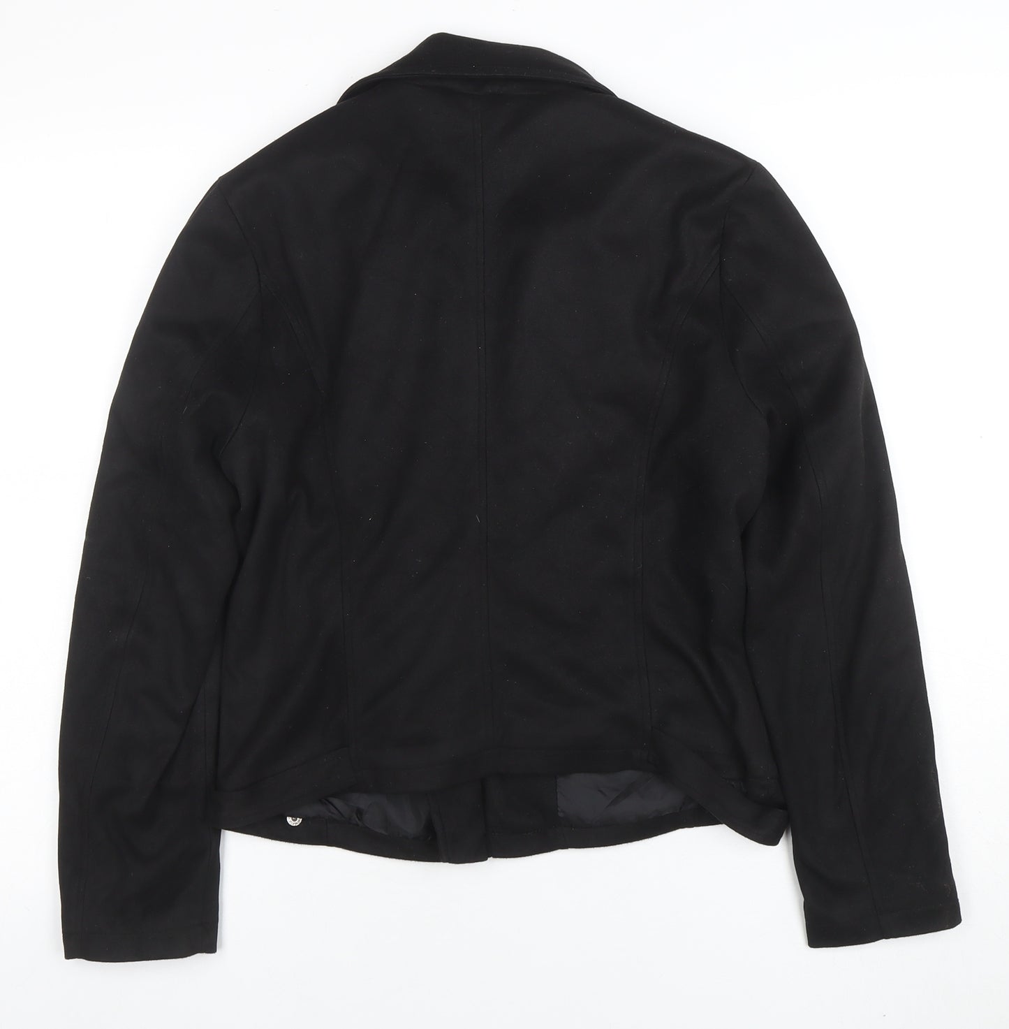 Select Womens Black Size 14 Biker Jacket Zip Pockets Casual