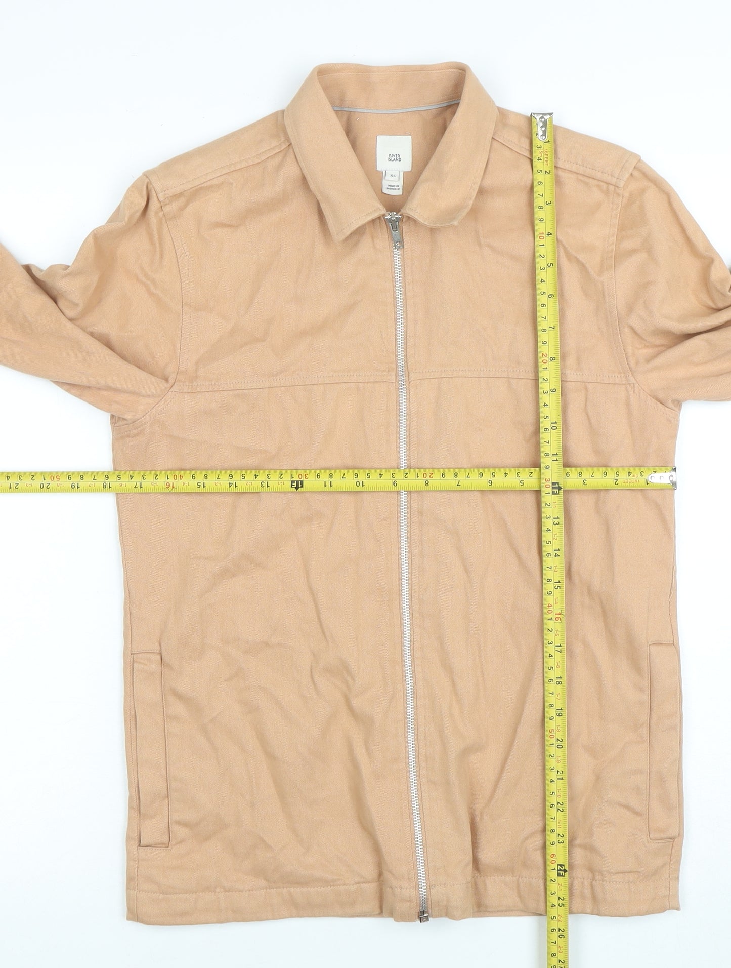 River Island Womens Beige Cotton Zip Up Jacket XS