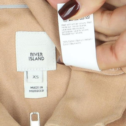 River Island Womens Beige Cotton Zip Up Jacket XS