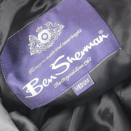 Ben Sherman Men's Black Cotton Overcoat Medium