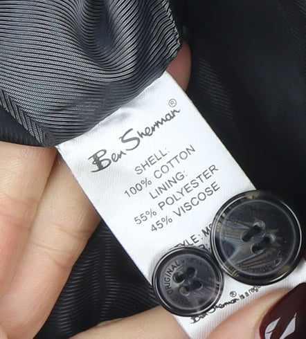 Ben Sherman Men's Black Cotton Overcoat Medium