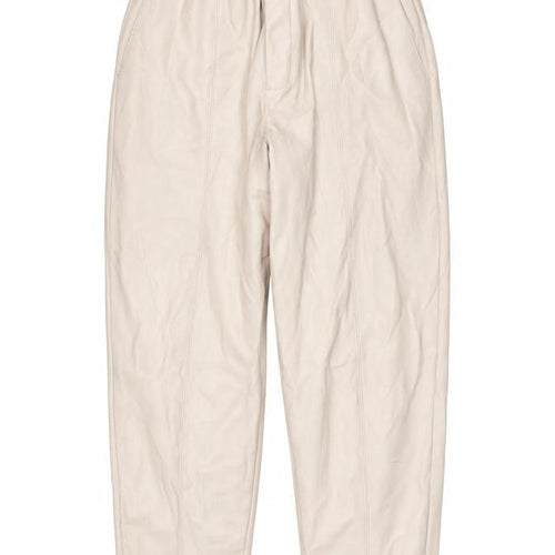 Miss Selfridge Women's Beige Faux Leather High Rise Tapered Trousers UK 8