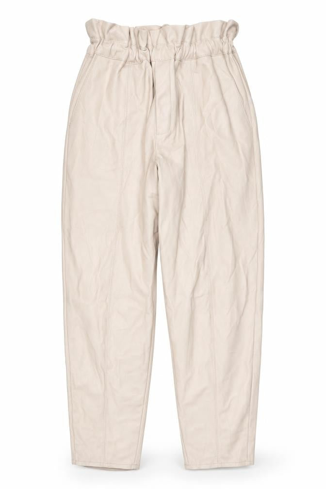 Miss Selfridge Women's Beige Faux Leather High Rise Tapered Trousers UK 8