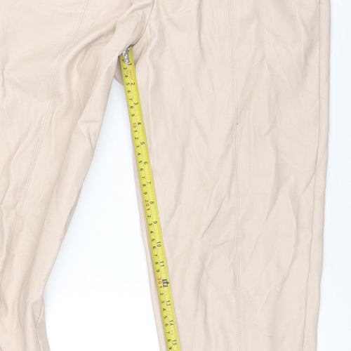Miss Selfridge Women's Beige Faux Leather High Rise Tapered Trousers UK 8