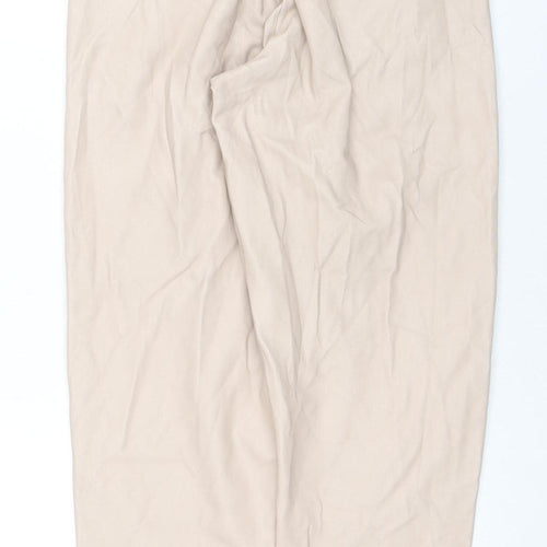 Miss Selfridge Women's Beige Faux Leather High Rise Tapered Trousers UK 8