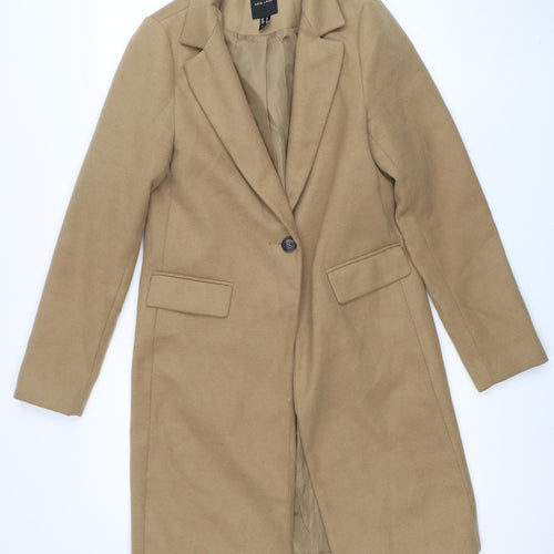 New Look Womens Beige Mid-Length Single-Breasted Overcoat Size 6