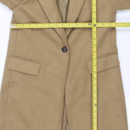 New Look Womens Beige Mid-Length Single-Breasted Overcoat Size 6