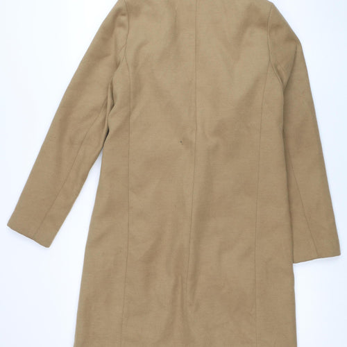 New Look Womens Beige Mid-Length Single-Breasted Overcoat Size 6