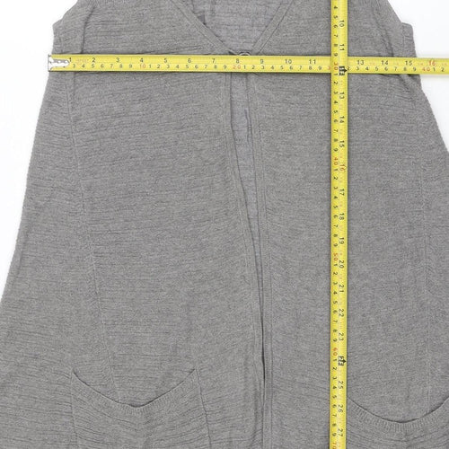 White Stuff Womens Grey Linen Cotton Sleeveless Cardigan Size 10