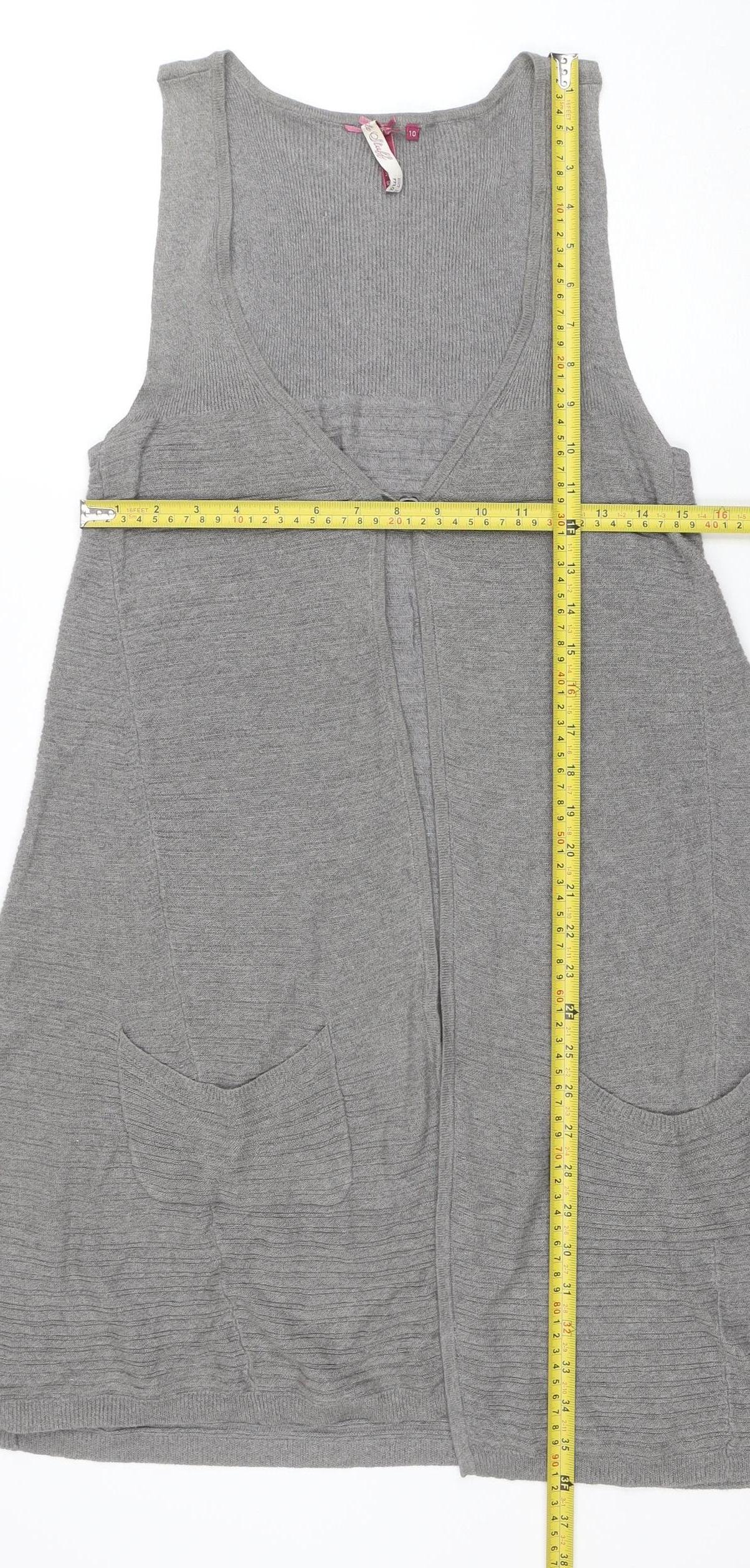 White Stuff Womens Grey Linen Cotton Sleeveless Cardigan Size 10
