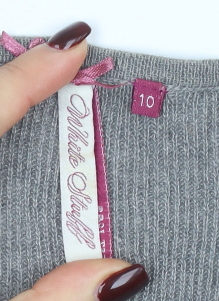 White Stuff Womens Grey Linen Cotton Sleeveless Cardigan Size 10