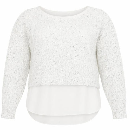 Apricot Women White Sequin Knit Long Sleeve Jumper XS